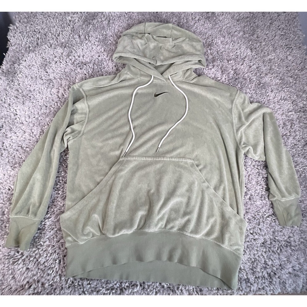 Nike Sportswear Women's Oversized Terry Pullover Green Hoodie M DV7824-386